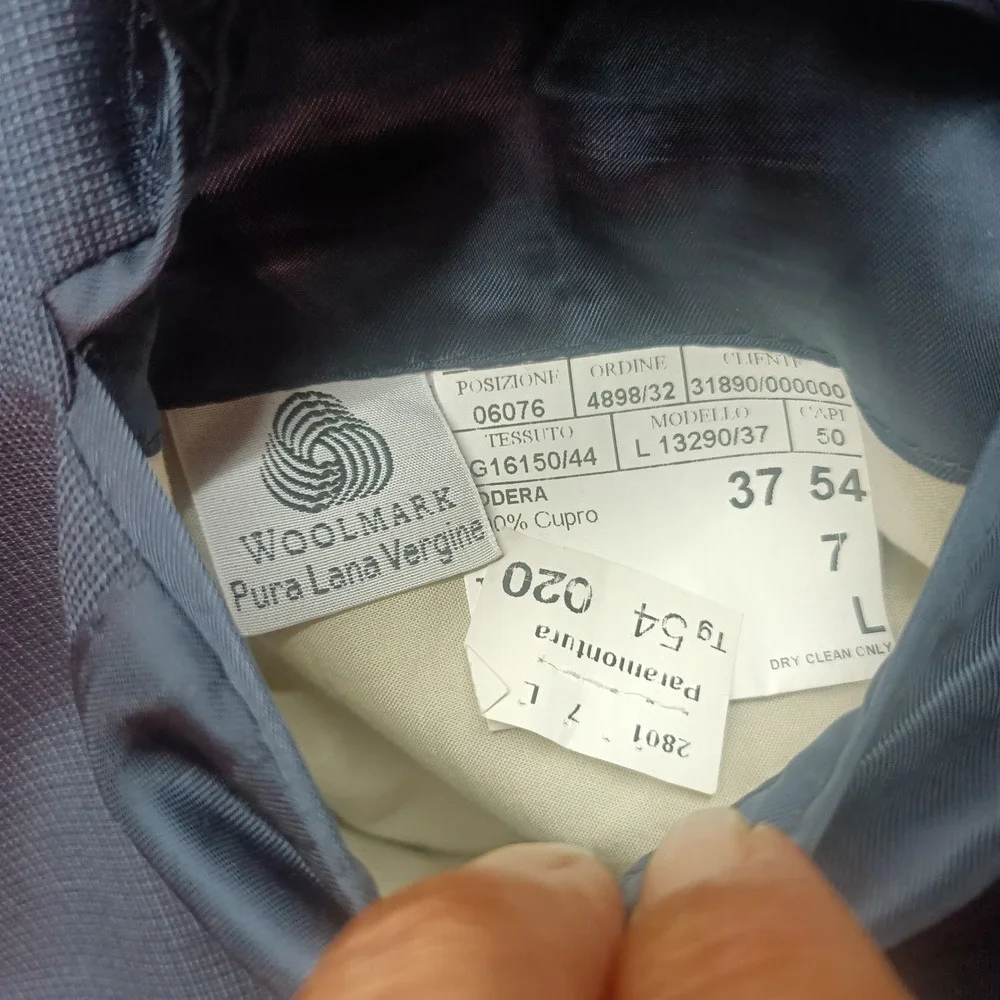 Canali Mens 44L 54L Sport Coat‎ Blazer Navy Micro Check 100% Wool Made in Italy